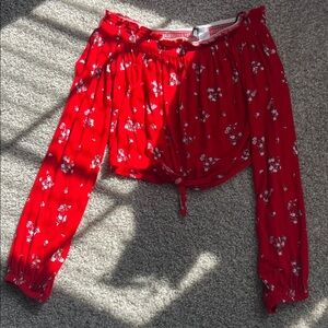 Beautiful Red Floral Crop Top